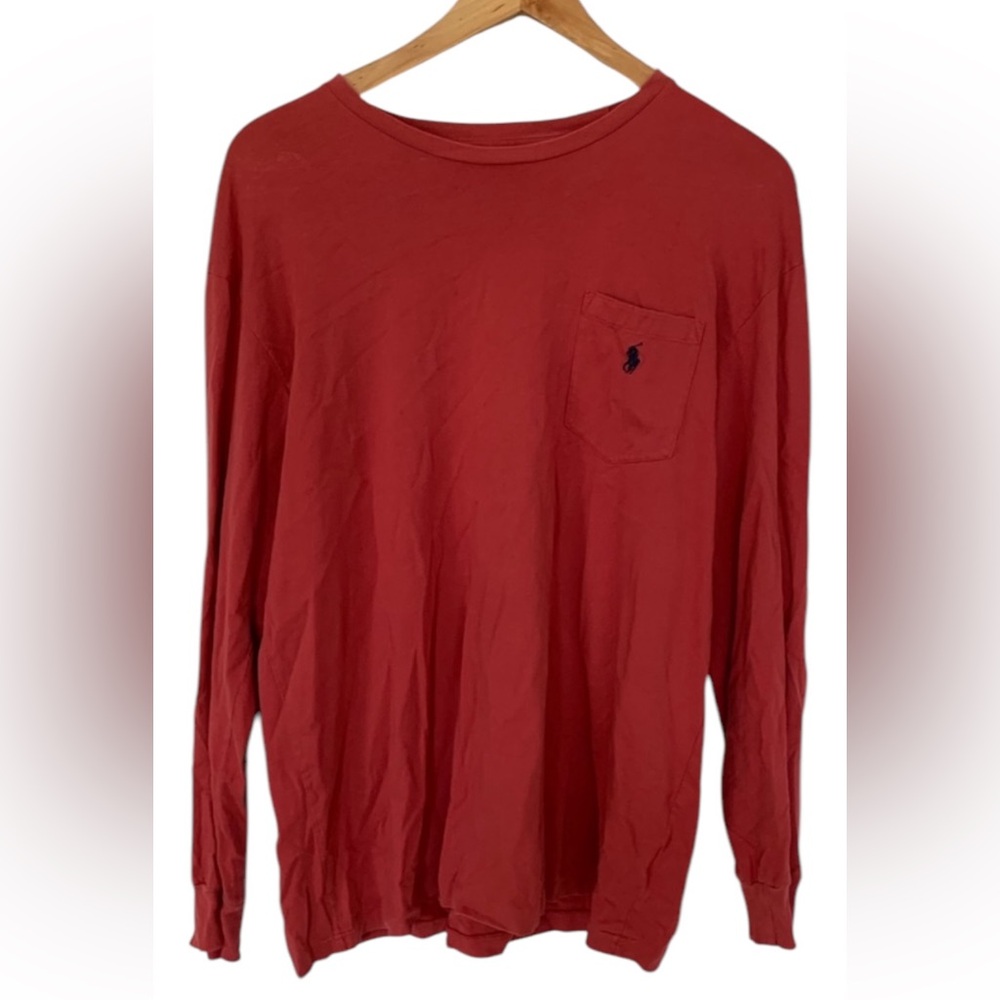 Salmon long sleeve polo t
